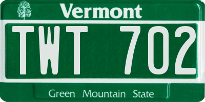 VT license plate TWT702