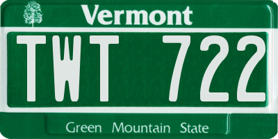 VT license plate TWT722