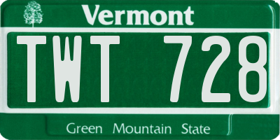 VT license plate TWT728