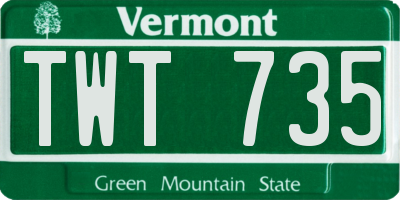 VT license plate TWT735