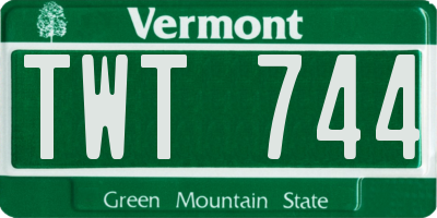 VT license plate TWT744