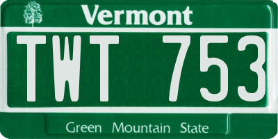 VT license plate TWT753
