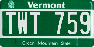 VT license plate TWT759