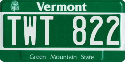 VT license plate TWT822