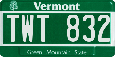 VT license plate TWT832