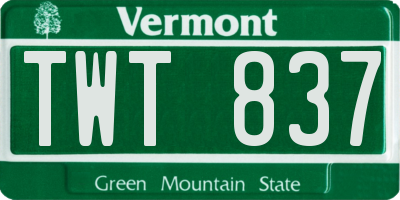 VT license plate TWT837