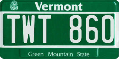 VT license plate TWT860