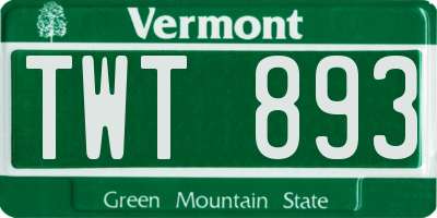 VT license plate TWT893