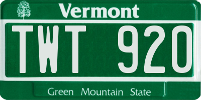 VT license plate TWT920