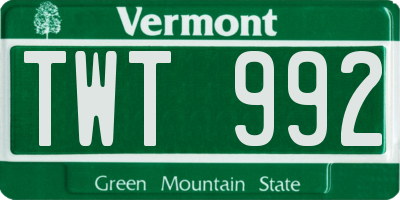 VT license plate TWT992