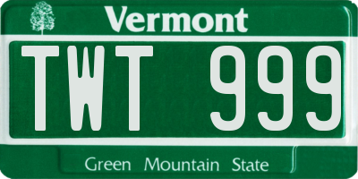 VT license plate TWT999