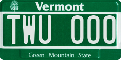 VT license plate TWU000