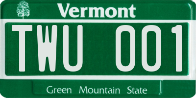 VT license plate TWU001