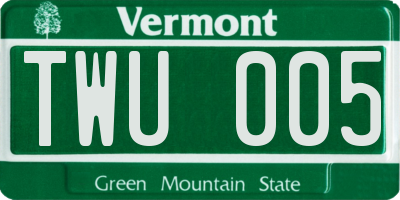 VT license plate TWU005