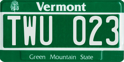 VT license plate TWU023