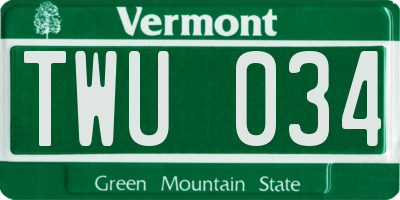 VT license plate TWU034