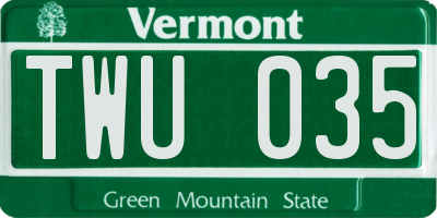 VT license plate TWU035
