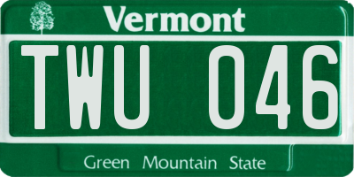 VT license plate TWU046
