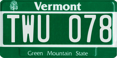 VT license plate TWU078