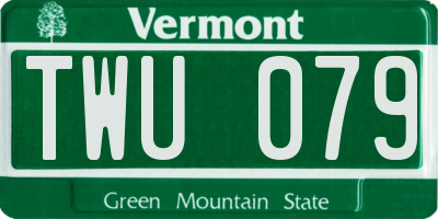 VT license plate TWU079