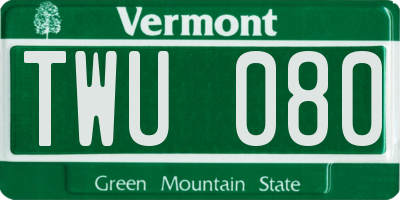 VT license plate TWU080