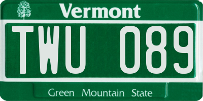 VT license plate TWU089