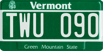 VT license plate TWU090