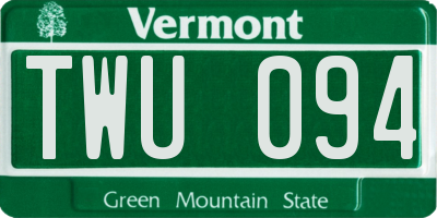 VT license plate TWU094