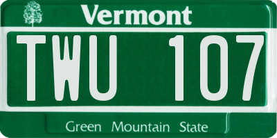 VT license plate TWU107