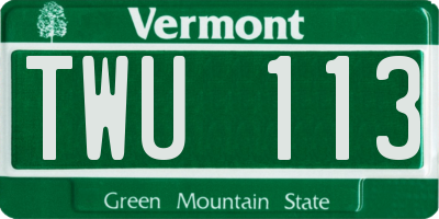 VT license plate TWU113