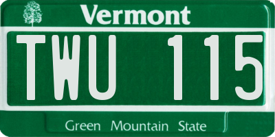 VT license plate TWU115