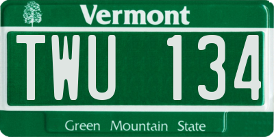 VT license plate TWU134