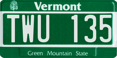 VT license plate TWU135
