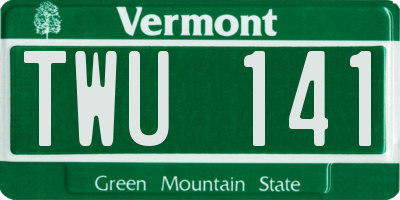 VT license plate TWU141