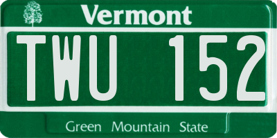 VT license plate TWU152