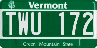 VT license plate TWU172