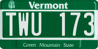 VT license plate TWU173