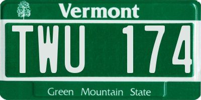 VT license plate TWU174
