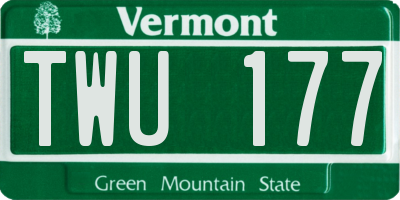 VT license plate TWU177