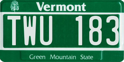 VT license plate TWU183