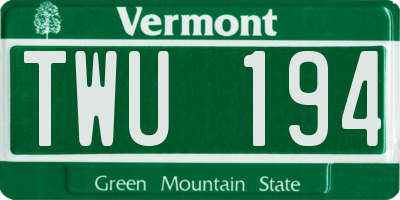 VT license plate TWU194