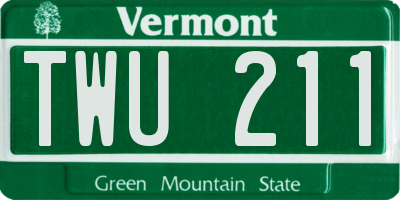 VT license plate TWU211
