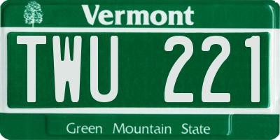 VT license plate TWU221