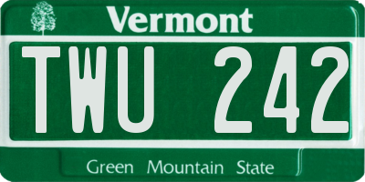 VT license plate TWU242
