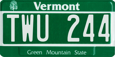 VT license plate TWU244