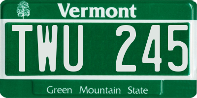VT license plate TWU245