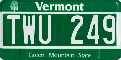 VT license plate TWU249