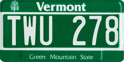 VT license plate TWU278