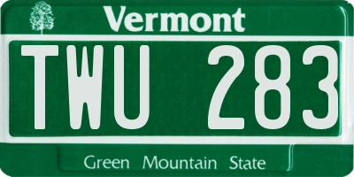 VT license plate TWU283