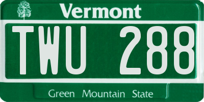 VT license plate TWU288